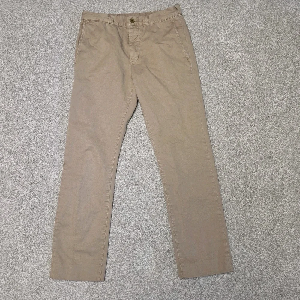 Wallace & Barnes Tessuti Sonriso Chino Trousers Khaki W29 L29 Slim Straight Mens
